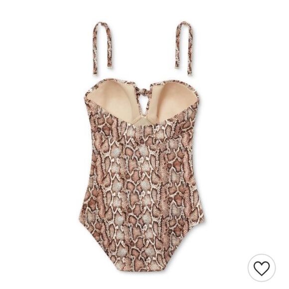 Women's New Textured Pique Tie-Front High Coverage One Piece Swimsuit M 8 - 10 - Picture 5 of 9